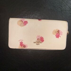 Coach Cream Wallet with Pink Floral Design